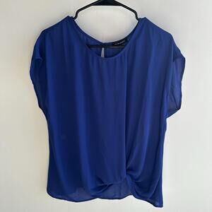 Pleione Twist Knot Front Blouse Cobalt Blue Size Large Lightweight Top NWT / $30